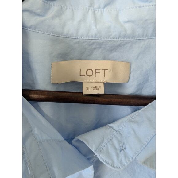Loft Rosette Poplin Everyday Relaxed Shirt Light Blue in Lakeside Mist Size XL‎ - Picture 6 of 10